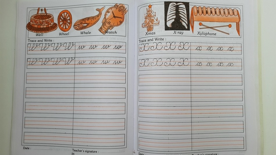 la pauta Montessori ofrece cuatro líneas para facilitar un mayor control espacial a la hora de escribir